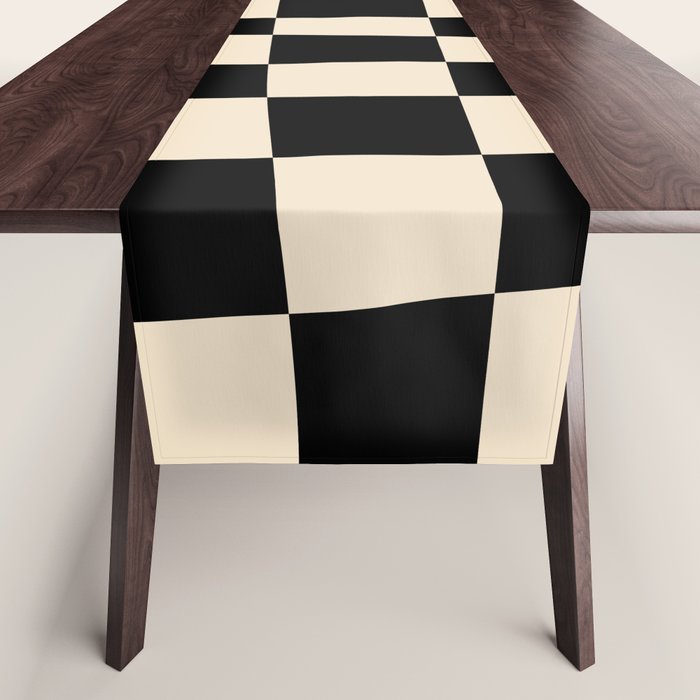 Abstract Checkerboard black Table Runner Gallery Image 1