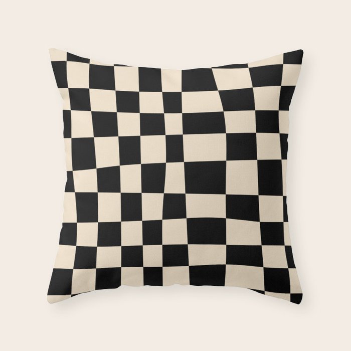 Abstract Checkerboard black Throw Pillow Gallery Image 6