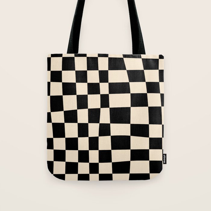 Abstract Checkerboard black Tote Bag Gallery Image 1