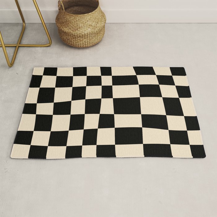 Abstract Checkerboard black Rug Gallery Image 1