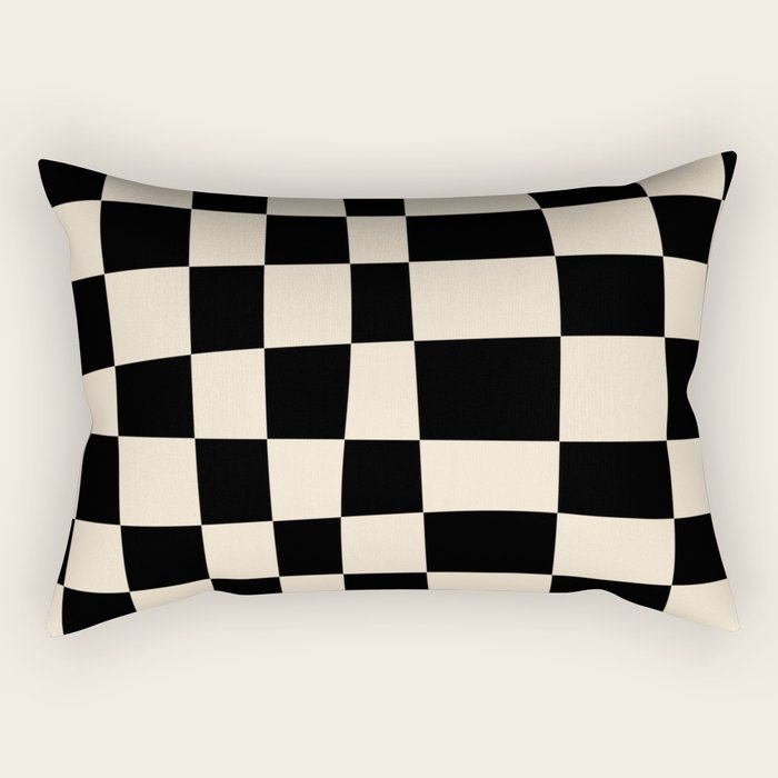 Abstract Checkerboard black Rectangular Pillow Gallery Image 2