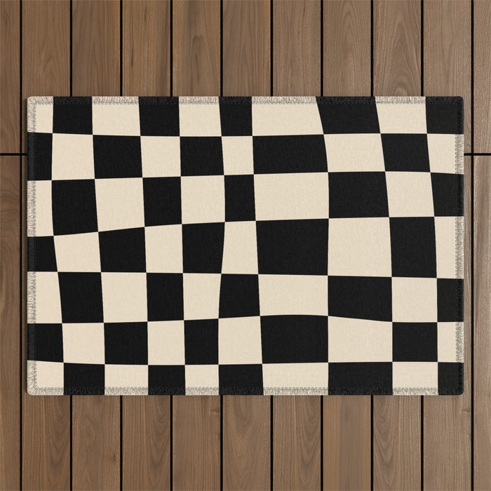 Abstract Checkerboard black Outdoor Rug Gallery Image 1