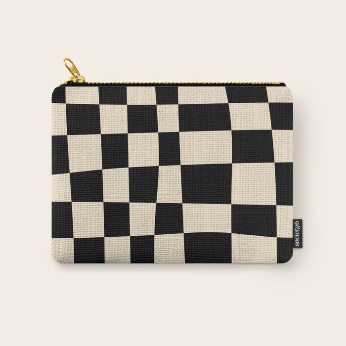 Abstract Checkerboard black Carry All Pouch Gallery Image 1
