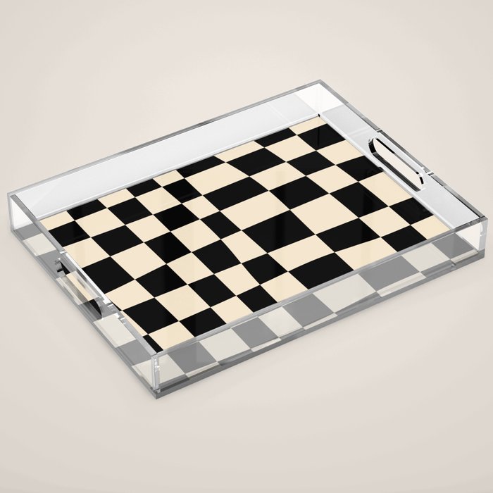 Abstract Checkerboard black Acrylic Tray Gallery Image 1