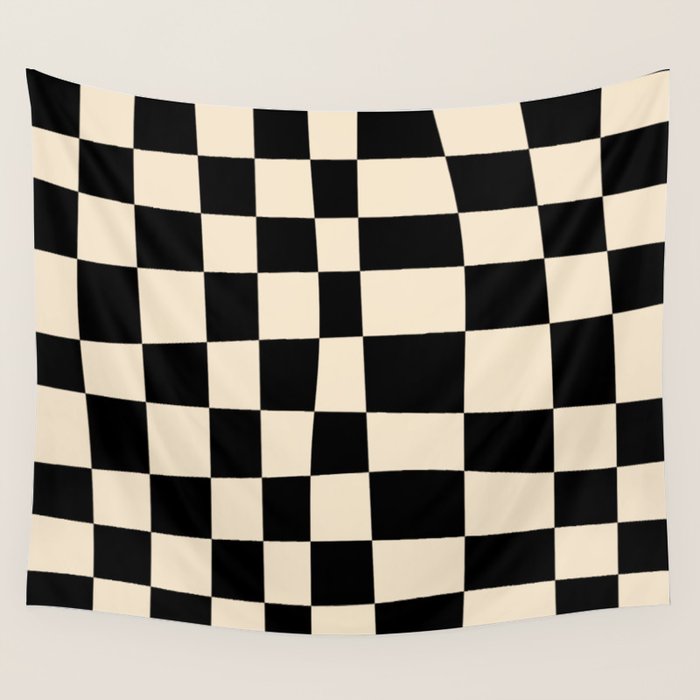 Abstract Checkerboard black Wall Tapestry Gallery Image 1