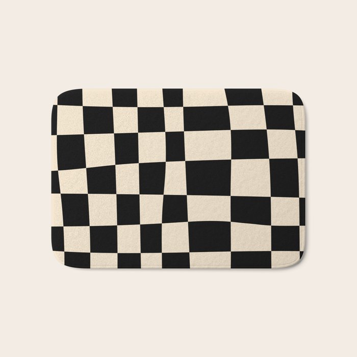 Abstract Checkerboard black Bath Mat Gallery Image 1
