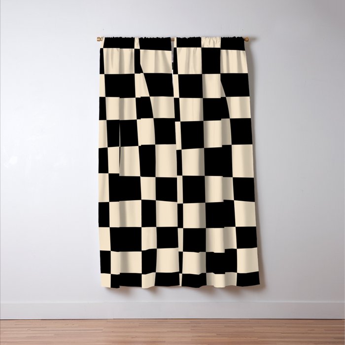 Abstract Checkerboard black Window Curtain Gallery Image 3