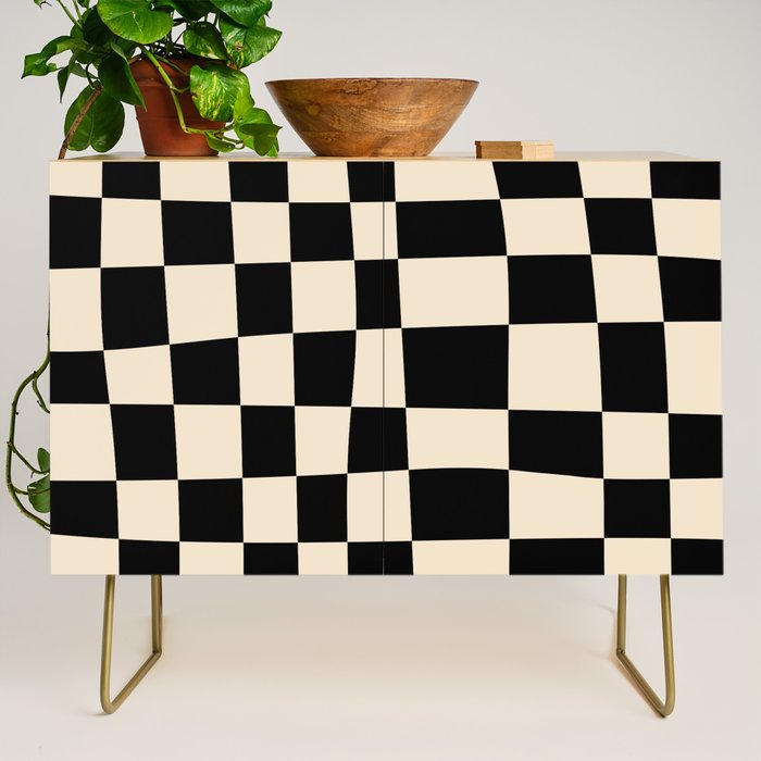 Abstract Checkerboard black Credenza Gallery Image 1