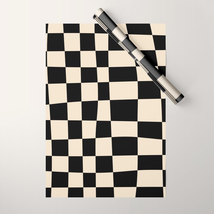 Abstract Checkerboard black Wrapping Paper Gallery Image 1