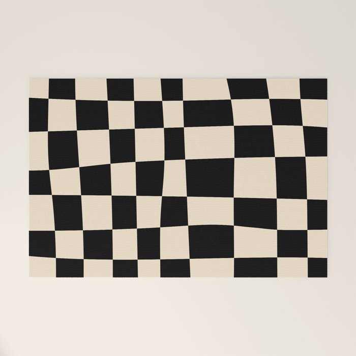 Abstract Checkerboard black Welcome Mat Gallery Image 1