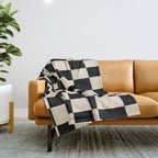Abstract Checkerboard black Throw Blanket Gallery Image 1