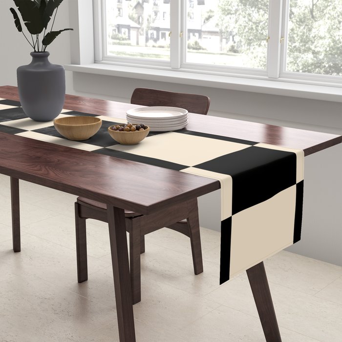 Abstract Checkerboard black Table Runner Gallery Image 2