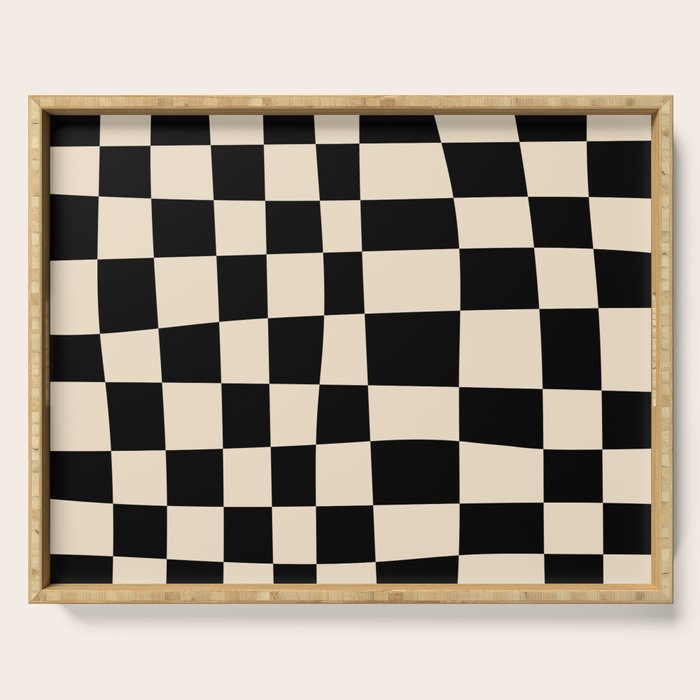 Abstract Checkerboard black Serving Tray Gallery Image 1