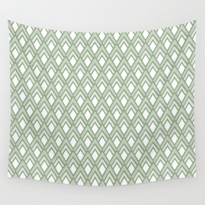 Diamond Arrows . Pistachio Green Wall Tapestry Gallery Image 1