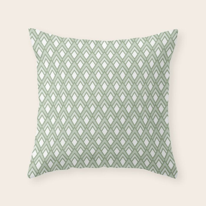 Diamond Arrows . Pistachio Green Throw Pillow Gallery Image 1