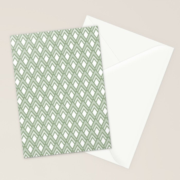 Diamond Arrows . Pistachio Green Stationery Card Gallery Image 2