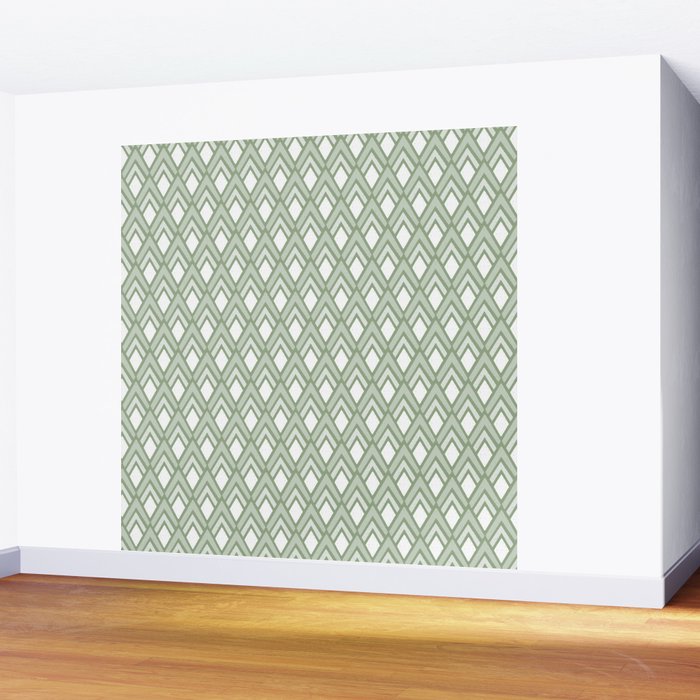 Diamond Arrows . Pistachio Green Wall Mural Gallery Image 2