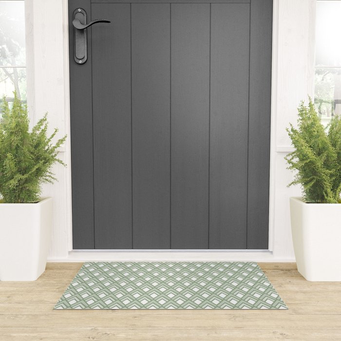 Diamond Arrows . Pistachio Green Welcome Mat Gallery Image 3