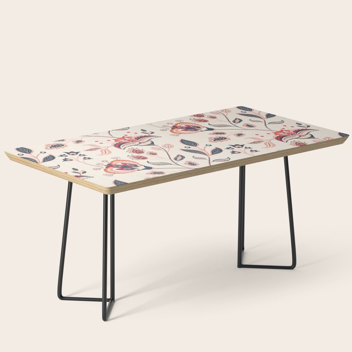 Indian Floral Trail - Ivory Coral Navy Coffee Table Gallery Image 1