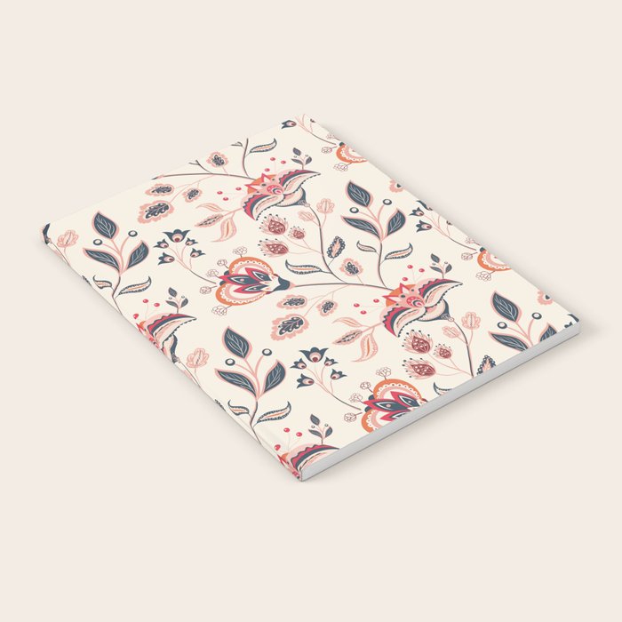 Indian Floral Trail - Ivory Coral Navy Notebook Gallery Image 2