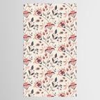 Indian Floral Trail - Ivory Coral Navy Tablecloth Gallery Image 2
