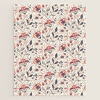 Indian Floral Trail - Ivory Coral Navy Jigsaw Puzzle Gallery Image 1