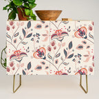 Indian Floral Trail - Ivory Coral Navy Credenza Gallery Image 1