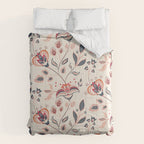 Indian Floral Trail - Ivory Coral Navy Comforter Gallery Image 6