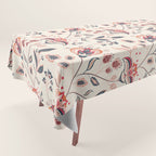 Indian Floral Trail - Ivory Coral Navy Tablecloth Gallery Image 1