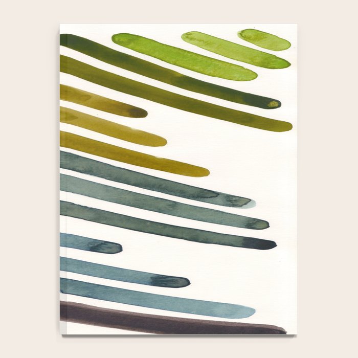 Olive Green Navy Blue Watercolor Colorful Stripes Mid Century Modern Art Primitive Abstract Art Notebook Gallery Image 4