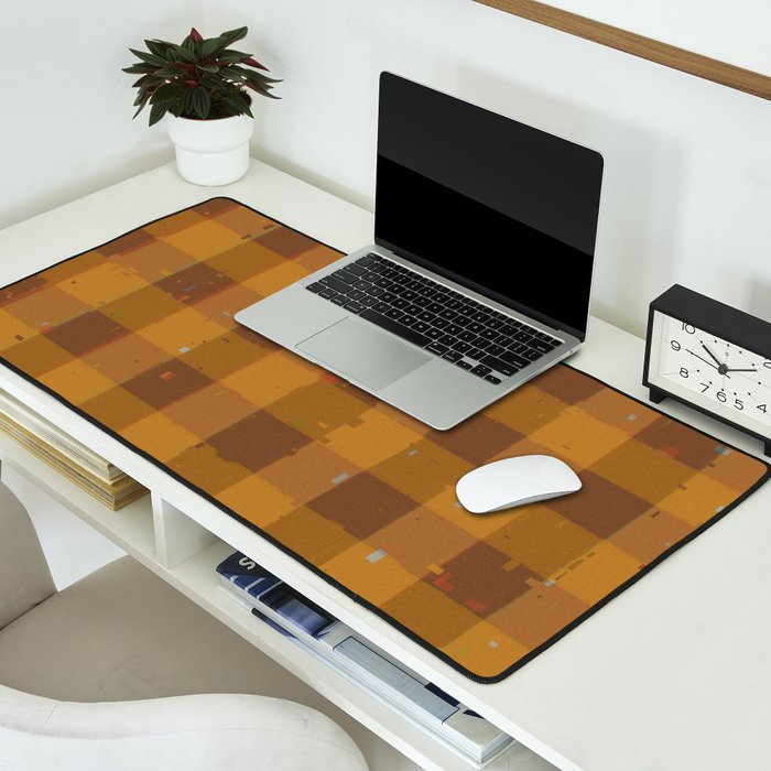 Golden gingham Desk Mat Gallery Image 2