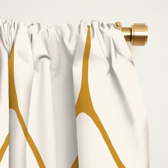 Long Honeycomb - Minimalist Geometric Pattern in Cream and Dark Mustard Window Curtain Gallery Image 2