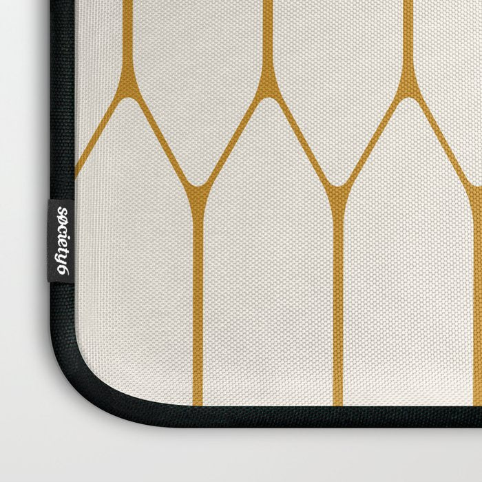 Long Honeycomb - Minimalist Geometric Pattern in Cream and Dark Mustard Laptop Sleeve Gallery Image 3