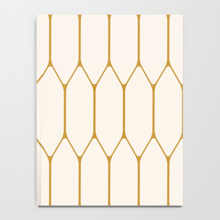 Long Honeycomb - Minimalist Geometric Pattern in Cream and Dark Mustard Notebook Gallery Image 4