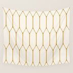 Long Honeycomb - Minimalist Geometric Pattern in Cream and Dark Mustard Wall Tapestry Gallery Image 4