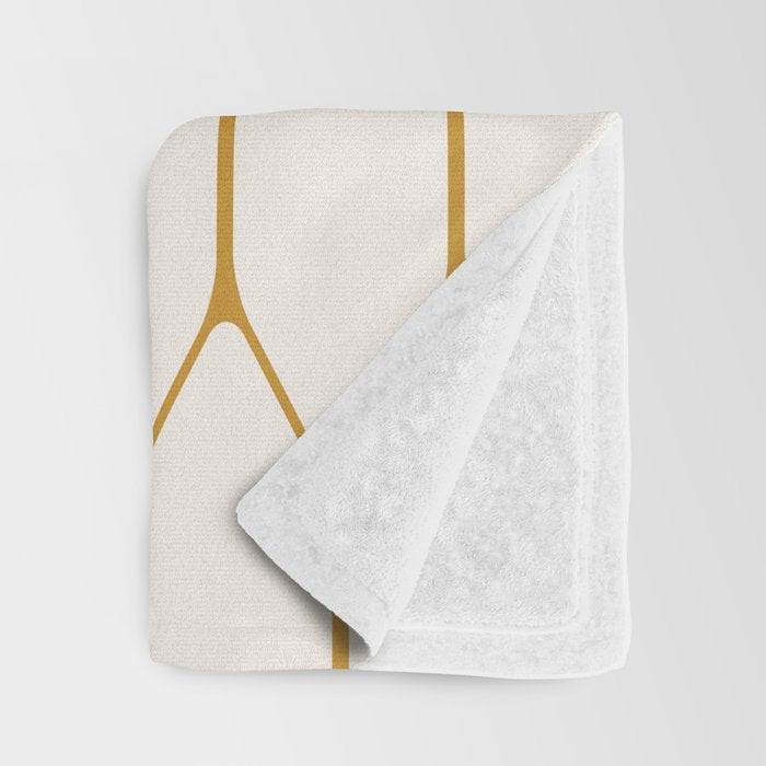 Long Honeycomb - Minimalist Geometric Pattern in Cream and Dark Mustard Throw Blanket Gallery Image 3