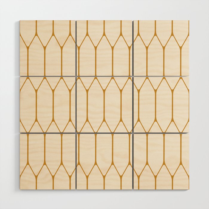 Long Honeycomb - Minimalist Geometric Pattern in Cream and Dark Mustard Wood Wall Art Gallery Image 1