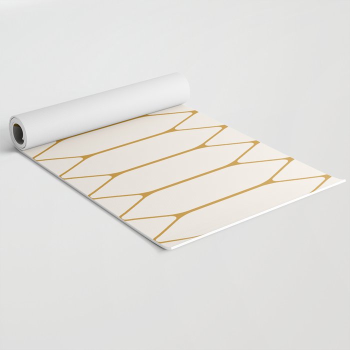 Long Honeycomb - Minimalist Geometric Pattern in Cream and Dark Mustard Yoga Mat Gallery Image 2