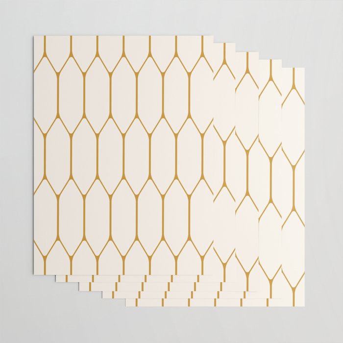 Long Honeycomb - Minimalist Geometric Pattern in Cream and Dark Mustard Wrapping Paper Gallery Image 3