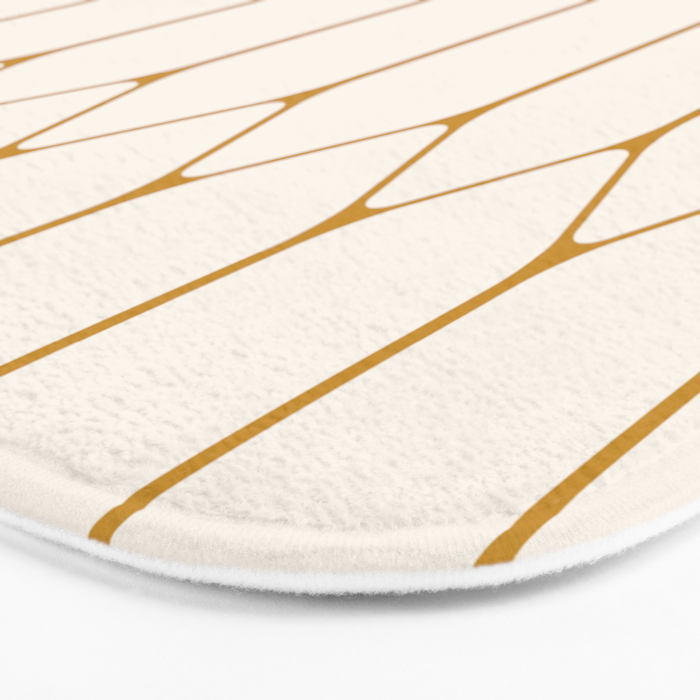 Long Honeycomb - Minimalist Geometric Pattern in Cream and Dark Mustard Bath Mat Gallery Image 3
