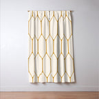 Long Honeycomb - Minimalist Geometric Pattern in Cream and Dark Mustard Window Curtain Gallery Image 3