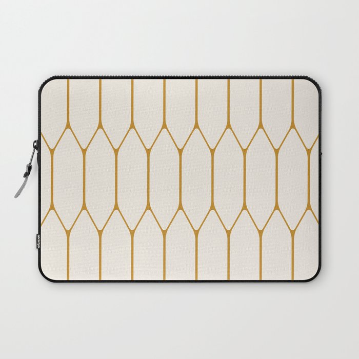 Long Honeycomb - Minimalist Geometric Pattern in Cream and Dark Mustard Laptop Sleeve Gallery Image 1