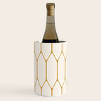 Long Honeycomb - Minimalist Geometric Pattern in Cream and Dark Mustard Wine Chiller Gallery Image 3