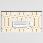Long Honeycomb - Minimalist Geometric Pattern in Cream and Dark Mustard Desk Mat Gallery Image 1