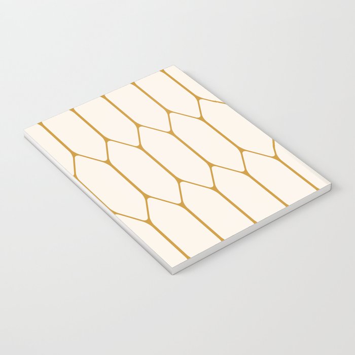 Long Honeycomb - Minimalist Geometric Pattern in Cream and Dark Mustard Notebook Gallery Image 3