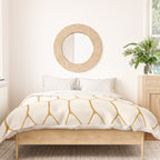 Long Honeycomb - Minimalist Geometric Pattern in Cream and Dark Mustard Duvet Cover Gallery Image 3