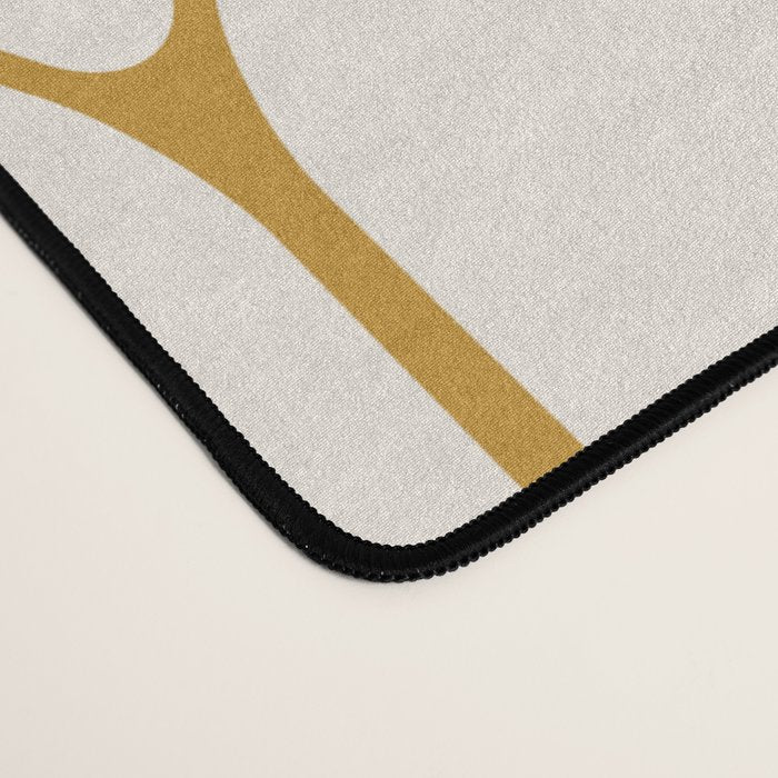 Long Honeycomb - Minimalist Geometric Pattern in Cream and Dark Mustard Desk Mat Gallery Image 4