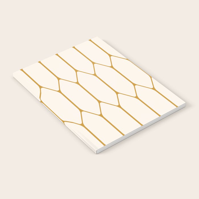 Long Honeycomb - Minimalist Geometric Pattern in Cream and Dark Mustard Notebook Gallery Image 1