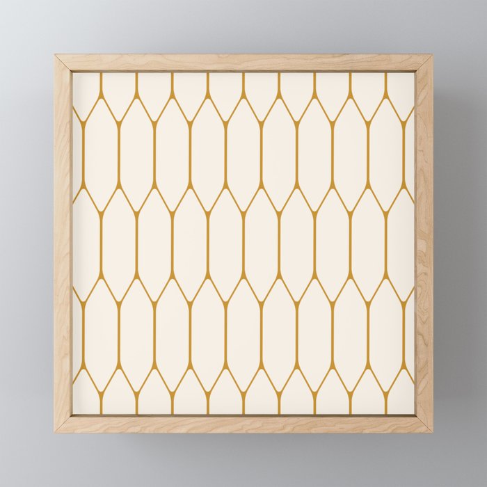 Long Honeycomb - Minimalist Geometric Pattern in Cream and Dark Mustard Mini Art Print Gallery Image 1