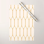 Long Honeycomb - Minimalist Geometric Pattern in Cream and Dark Mustard Wrapping Paper Gallery Image 1